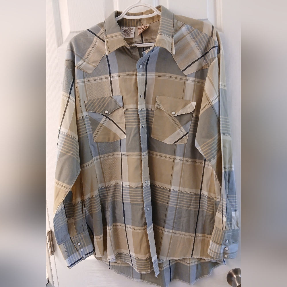 Western Frontier "Pearl" Snap Long Sleeve Plaid Shirt – Men’s XL